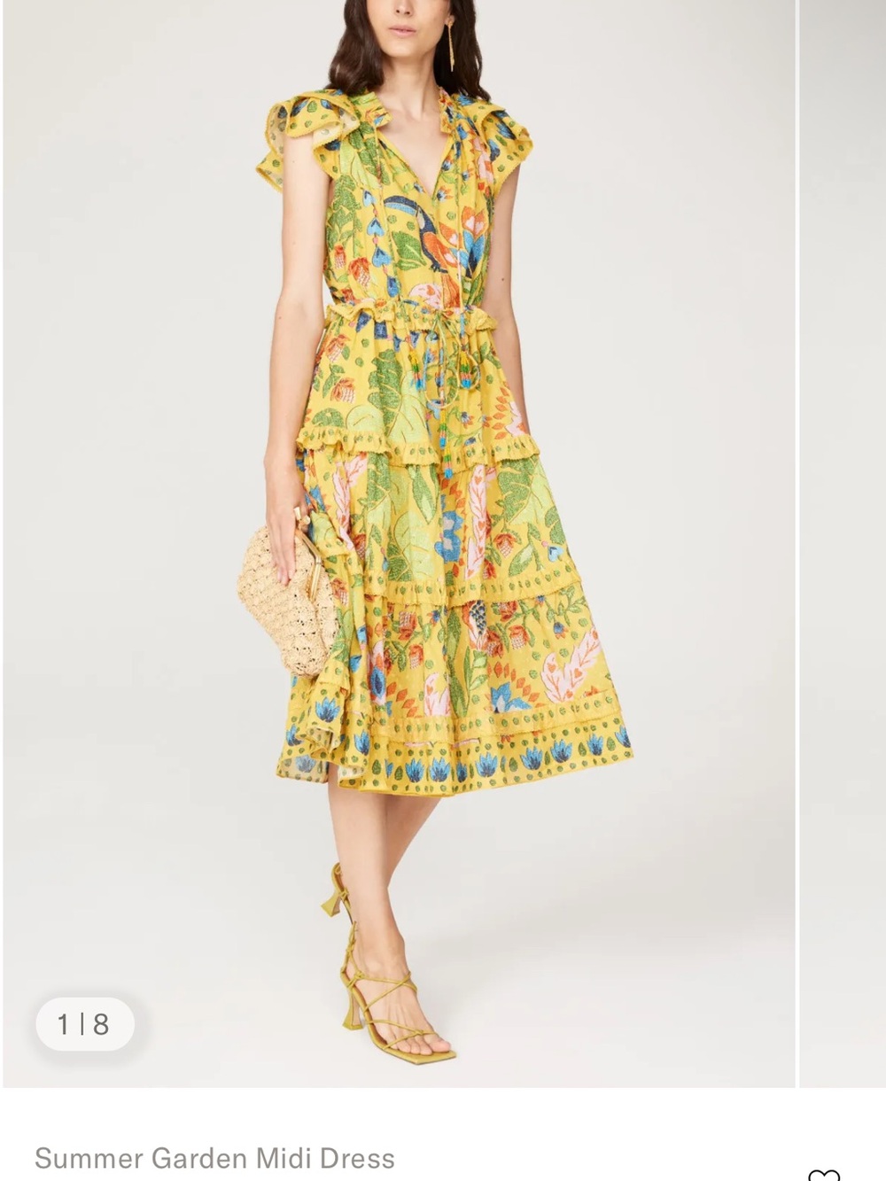 FARM Rio Yellow Floral Smocked Tie-Front Dress - Picture 3 of 3